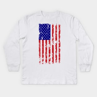 US Flag Distressed Kids Long Sleeve T-Shirt